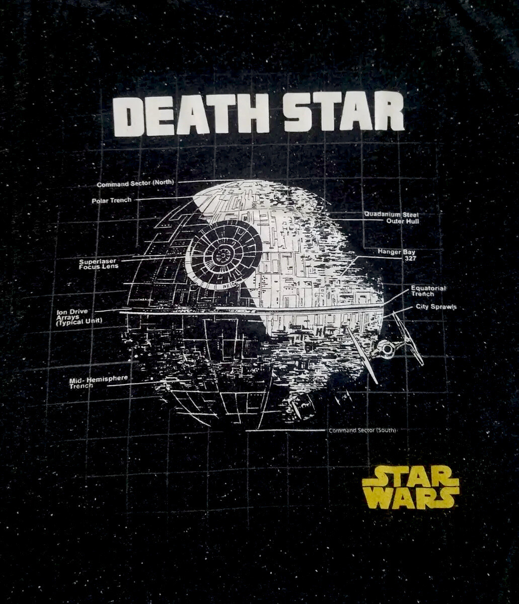Star Wars DEATH STAR T-Shirt M Black Speckled SciFi Space Sith The Empire Jedi