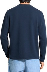 THEORY Men’s Delroy in Studio T Textured Long Sleeve T-Shirt,Baltic (Navy)Size L