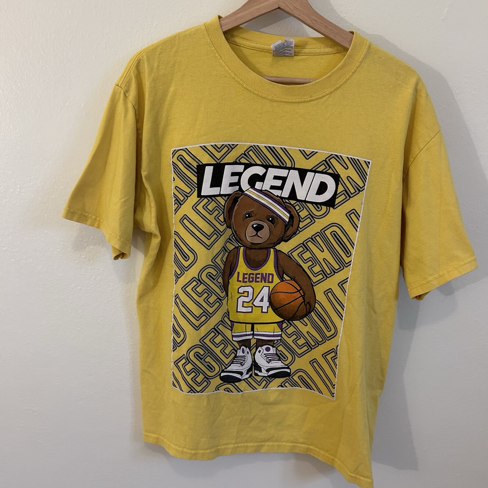 Tee Shirt Bear Legend #24 Kobe Bryant Yellow Mens Large
