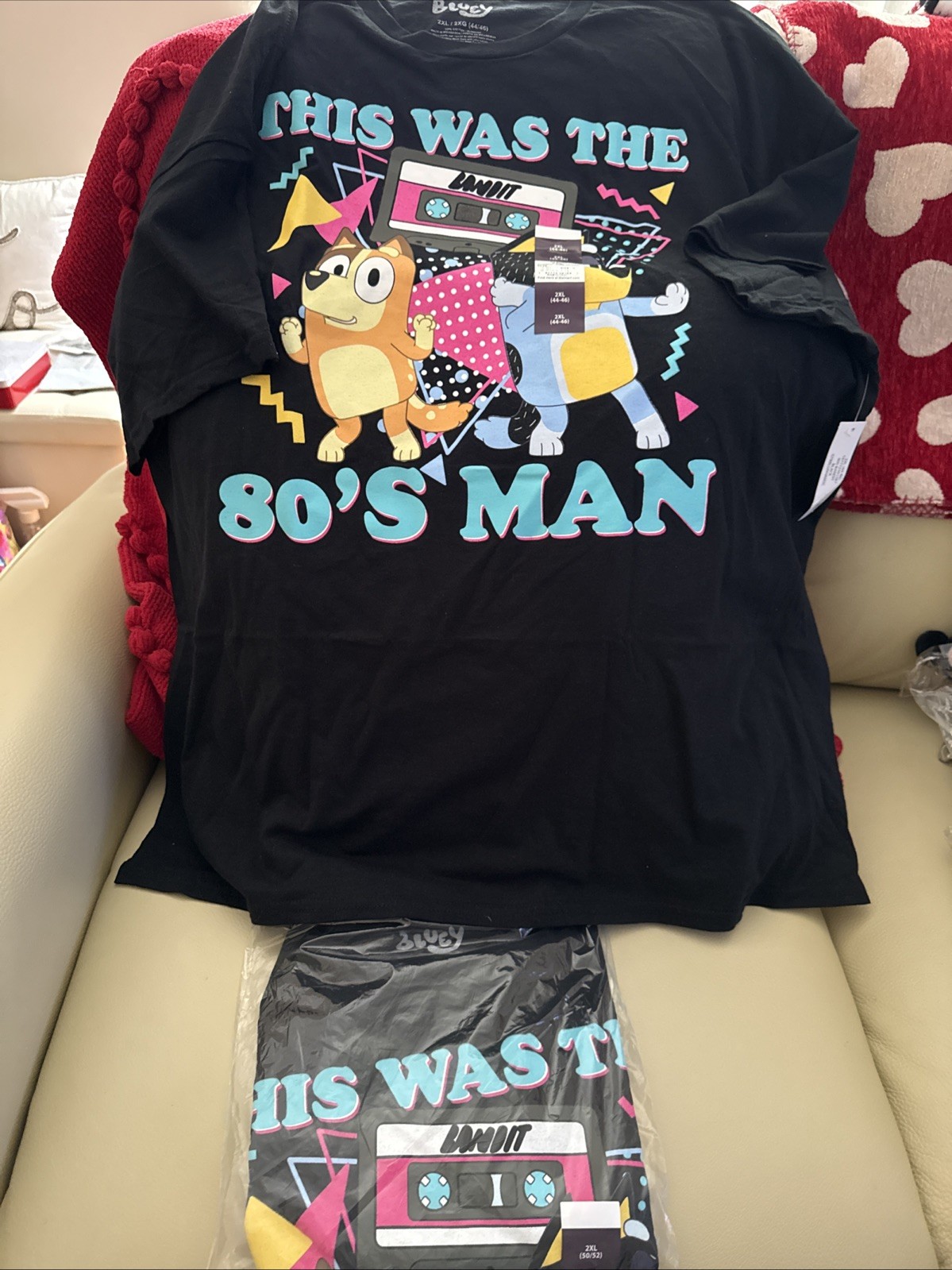 Men’s 2XL Bluey “This Was The 80s Man” Black Cotton Tee Great Father’s Day- NWT