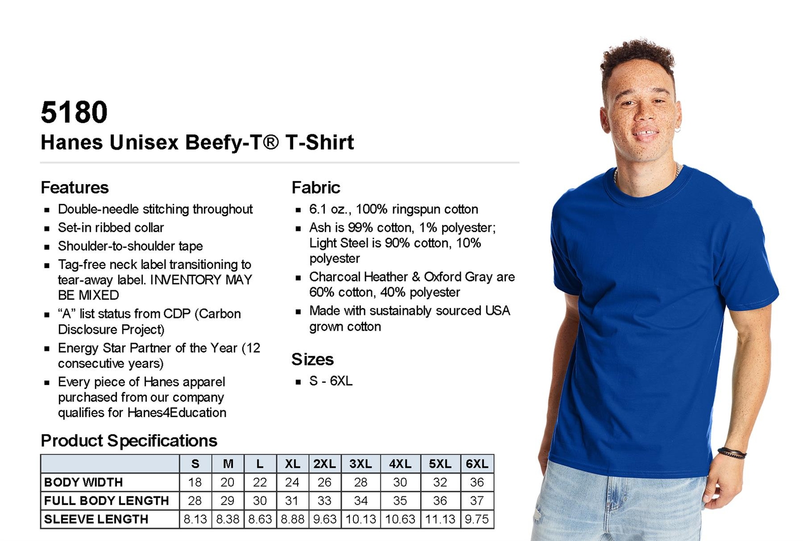 Hanes Mens Beefy T-Shirt Short Sleeve Preshrunk Cotton S-3XL 5180 gallery