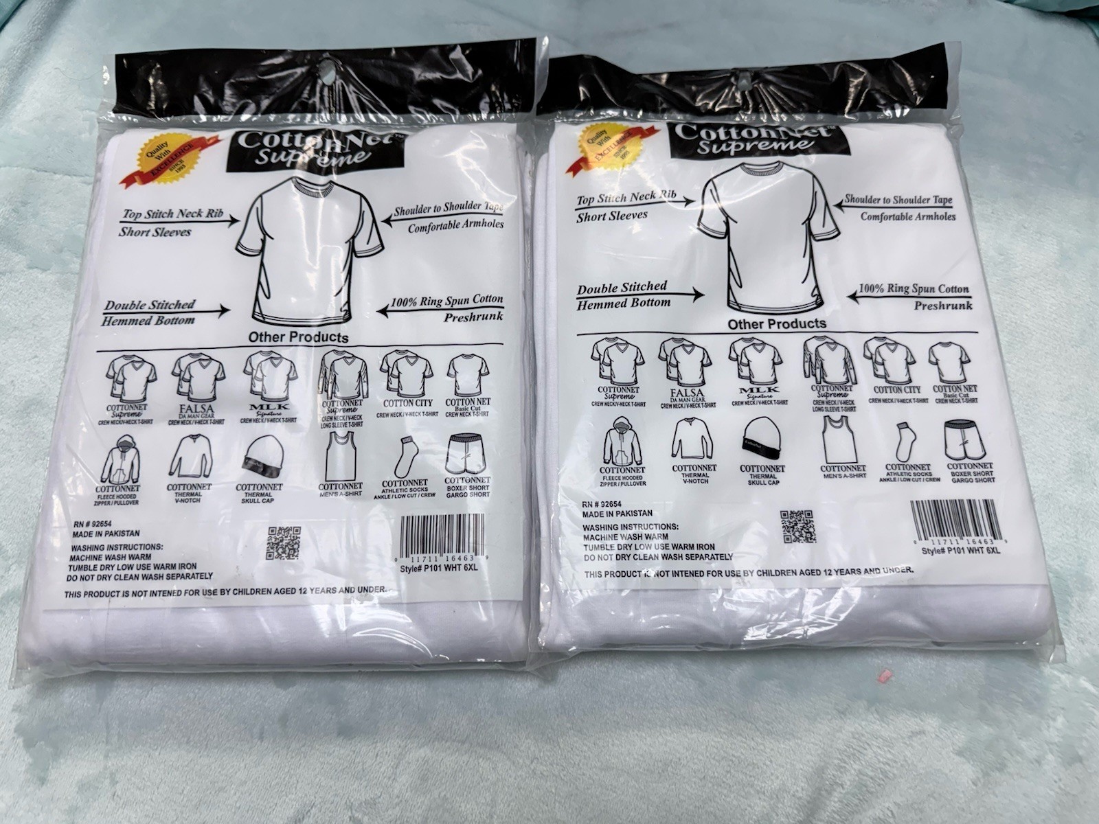 CottonNet Supreme T-Shirt Round Neck Short Sleeve Size 6XL Shirt White 2 pack gallery