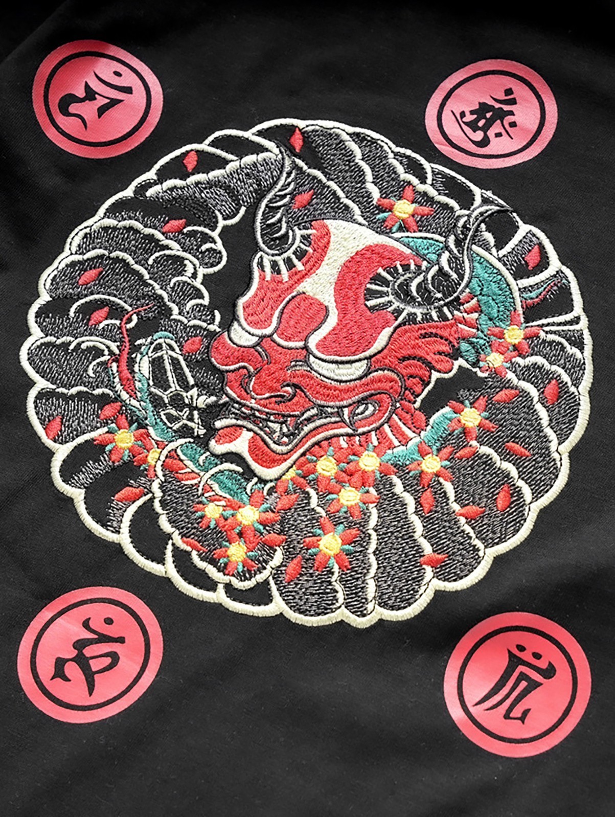 Niepce Red Demon Embroidered Tee Japanese Streetwear T-Shirt for Men gallery