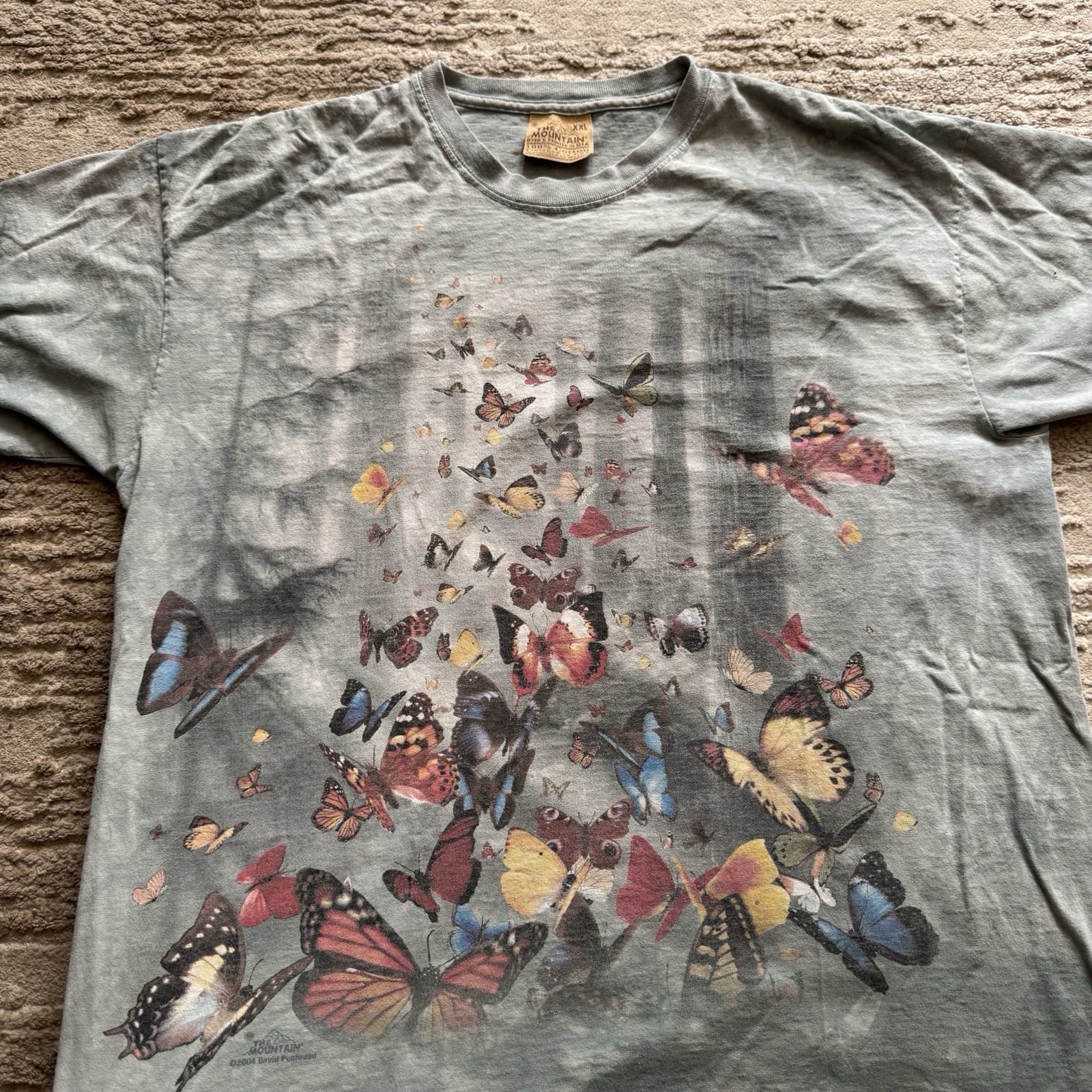 Vintage 2004 The Mountain Butterfly Tee Tie Dye Womens XXL Nature Leather Tag US