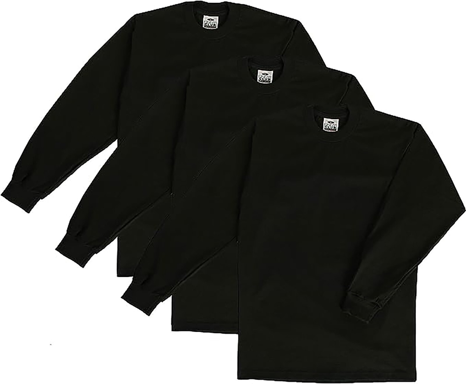 Pro Club Men's 3-Pack Heavyweight Cotton Long Sleeve Crew Neck T-Shirt gallery