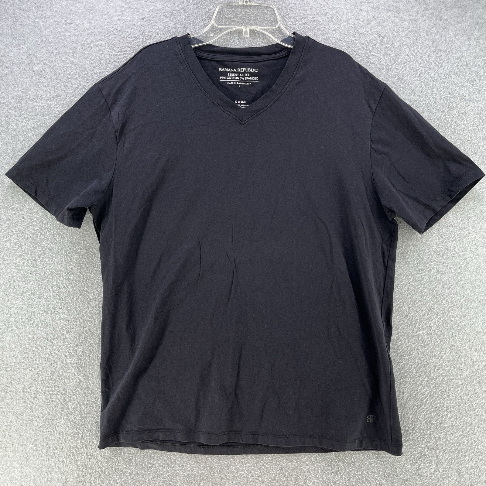 Banana Republic Mens V Neck Shirt Large L Black Cotton Spandex Short Sleeve gallery