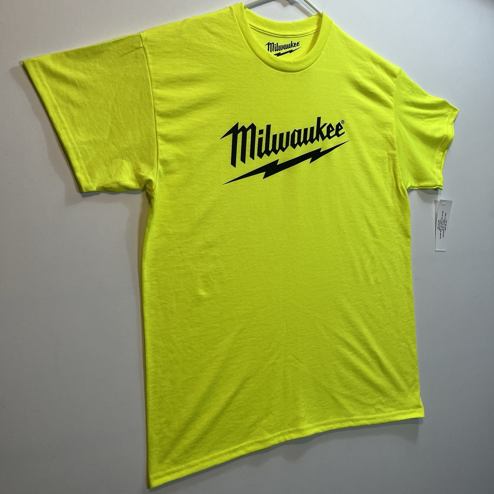 Milwaukee Neon T-Shirt (New Condition) M18 Battery Heavy Duty Power Tools Tee gallery