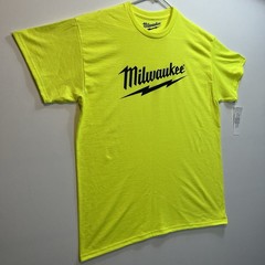 Milwaukee Neon T-Shirt (New Condition) M18 Battery Heavy Duty Power Tools Tee