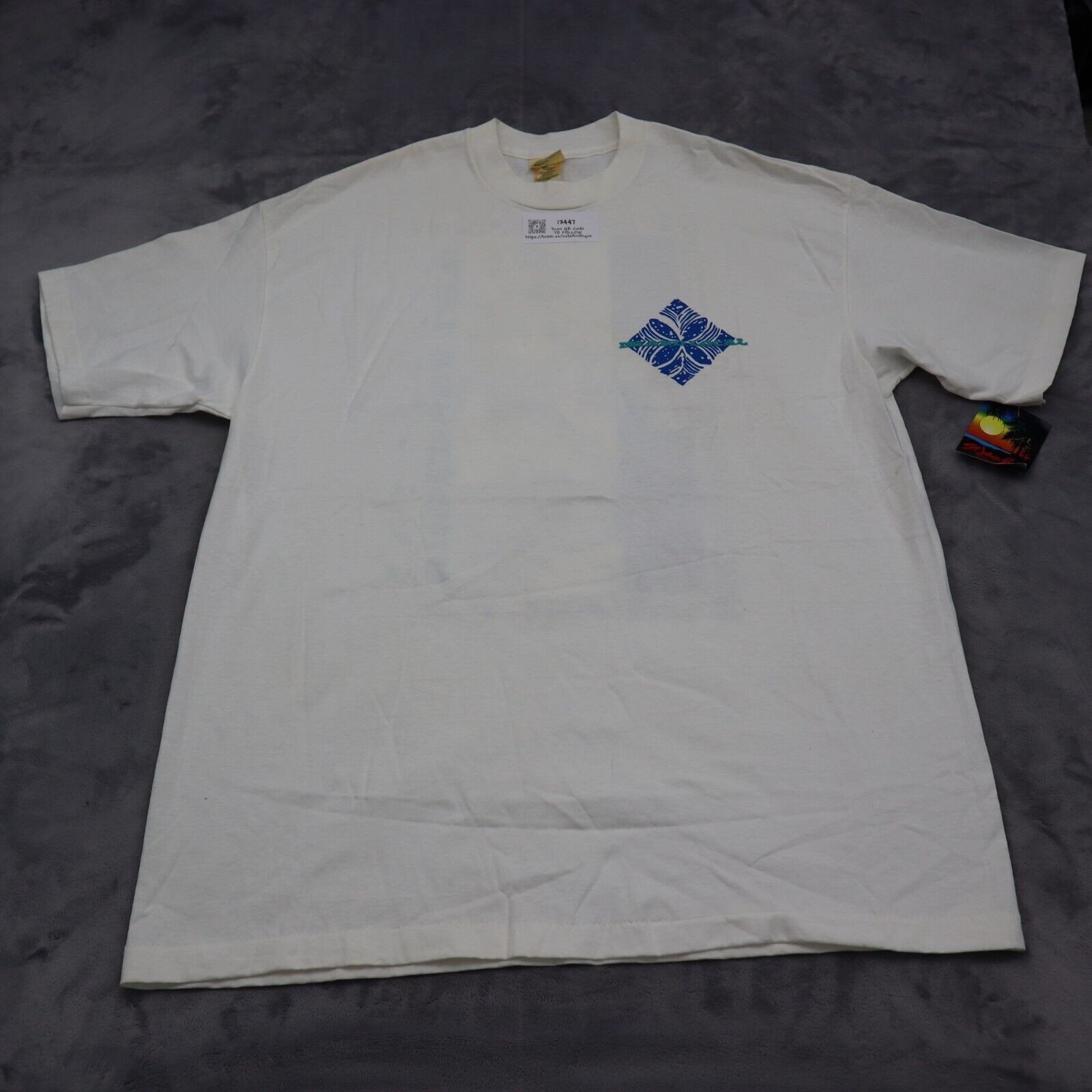 St Johns Bay Shirt Mens XL White Short Sleeve Crew Neck Graphic Print Basic Tee