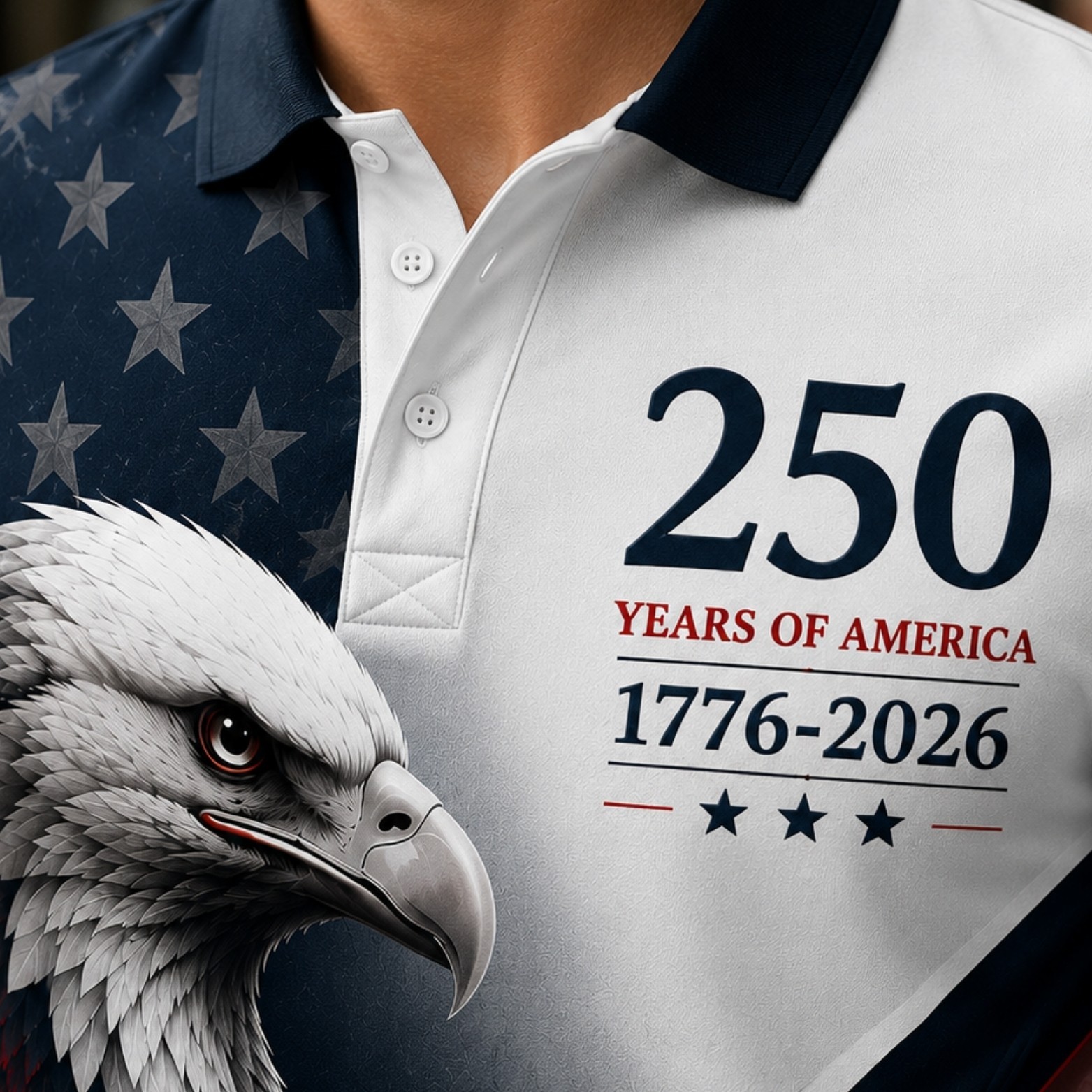 USA 250 Years of America Golf Polo Mens Eagle 1776-2026 American Flag (S-5XL) gallery