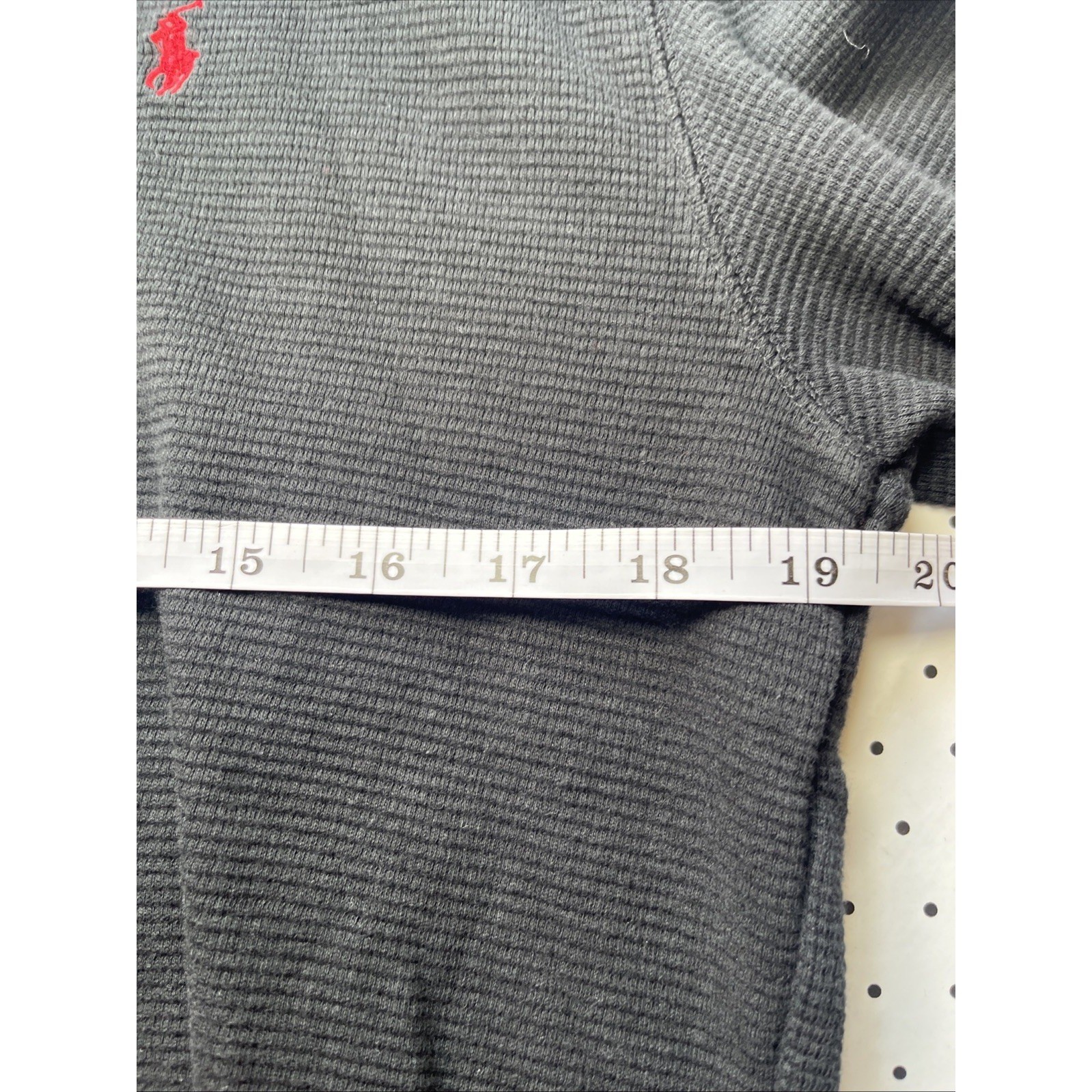 Polo Ralph Lauren Waffle Knit Thermal Shirt Mens XL Black Long Sleeve Red Pony gallery