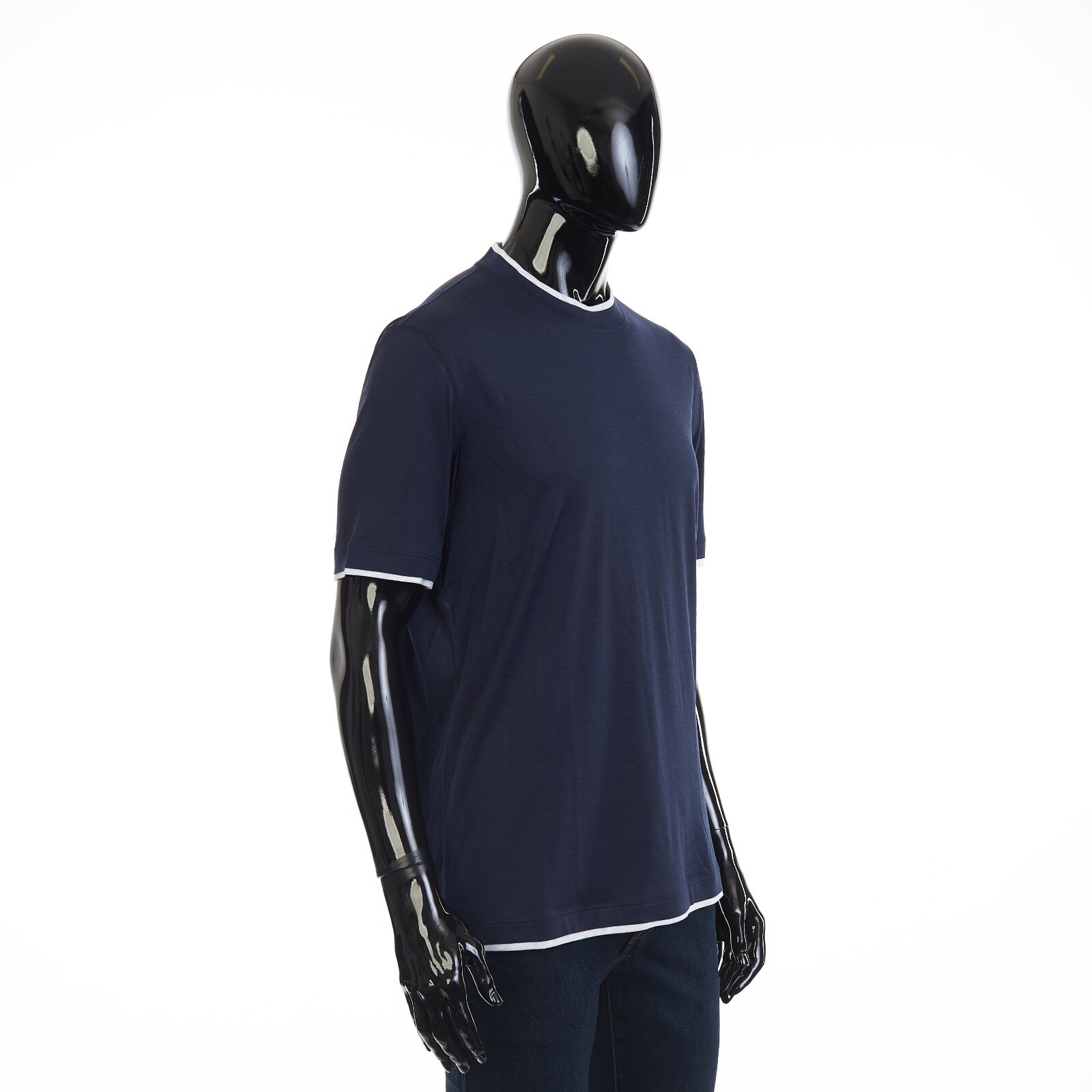 BRUNELLO CUCINELLI 790$ T-Shirt - Crewneck, Faux Layering, Silk & Cotton Jersey gallery