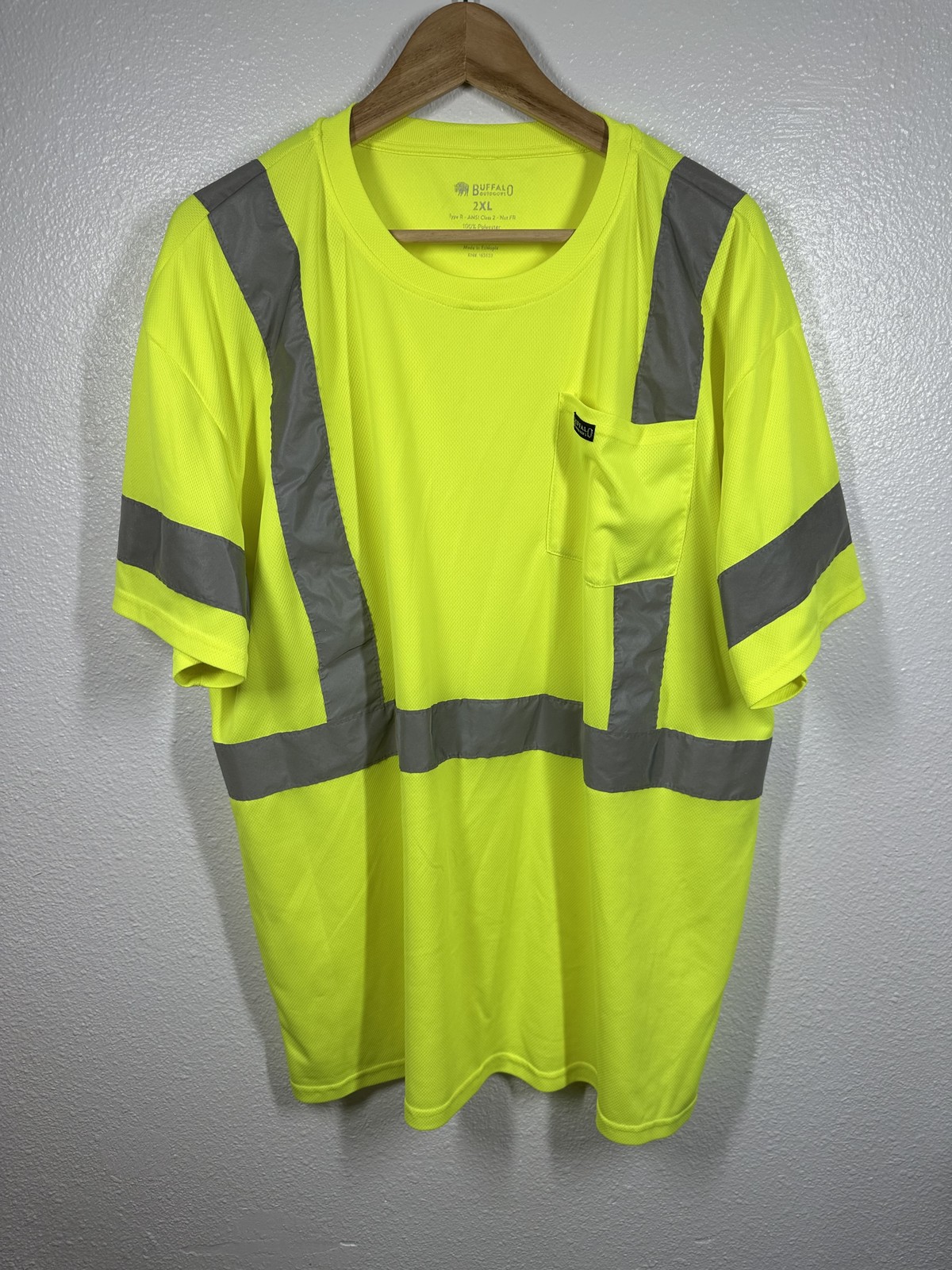 Buffalo Outdoors Safety Shirt Mens 2XL Yellow ANSI Class 2 Reflective Workwear gallery