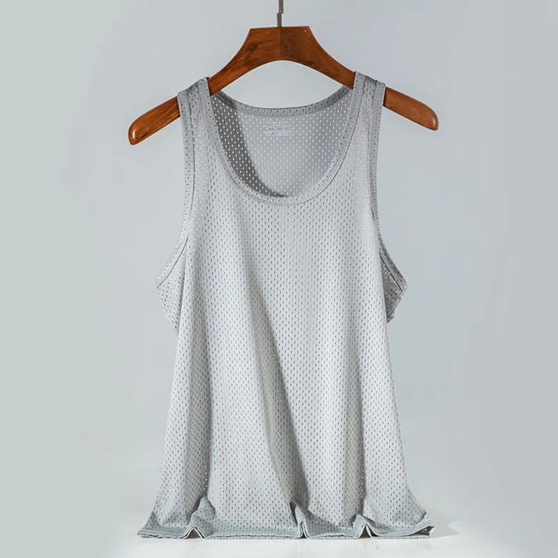 Men Ice Silk Tank Top Men’S Trendy Mesh Breathable Quick Drying Sports