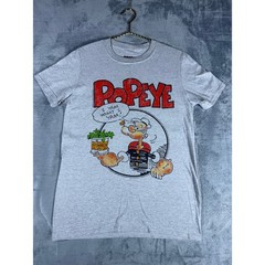 Popeye the Sailor Man Mens Small Heather Gray Graphic T-Shirt I Yam What I Yam