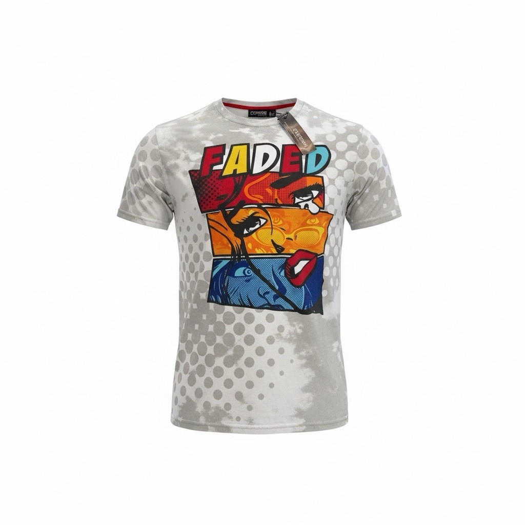 Contender Faded Pop Art Graphic Print T-Shirt White Cotton Crewneck 2XL gallery
