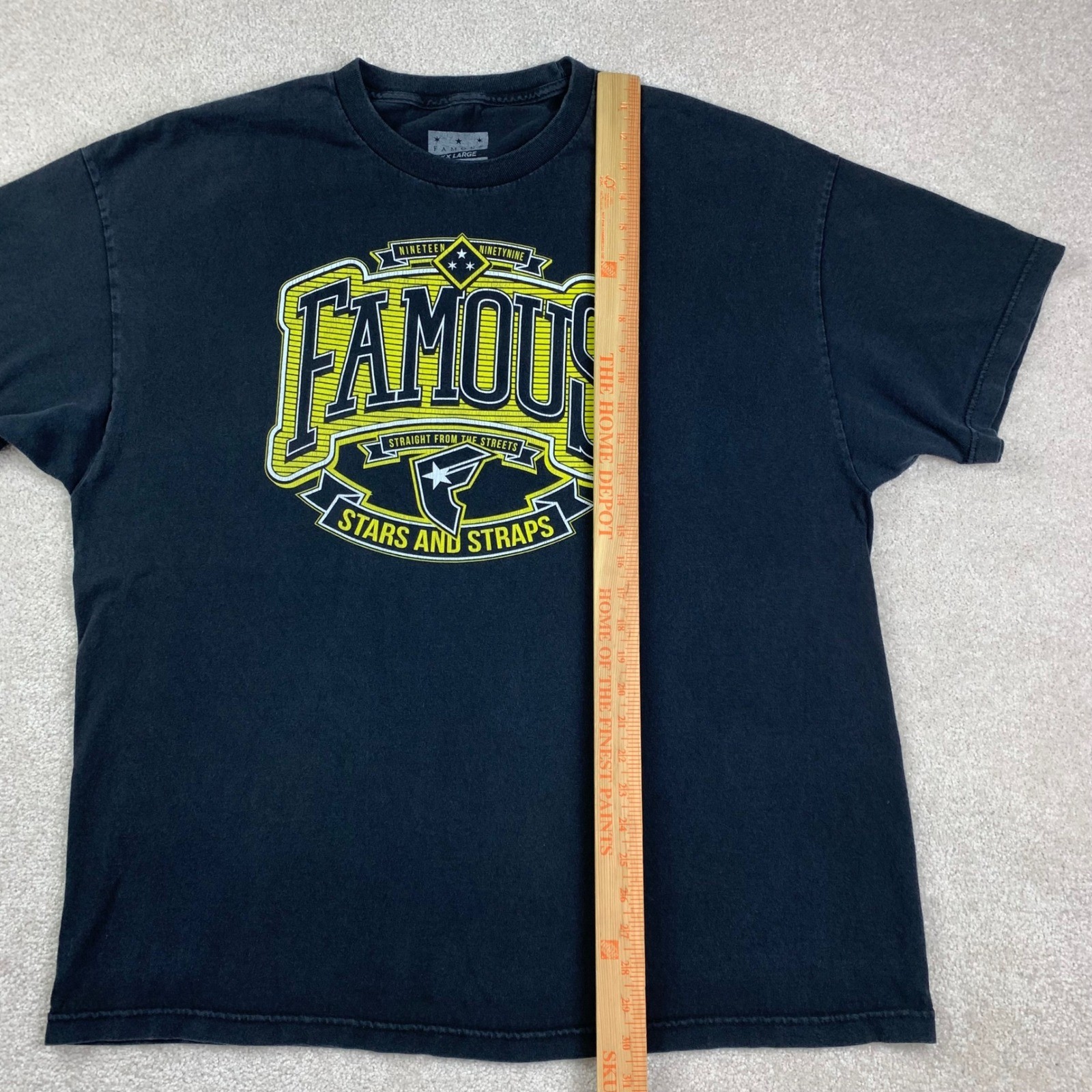 Famous Stars and Straps T-Shirt Mens XXL Black Yellow Graphic Logo Tee Vtg Y2K gallery