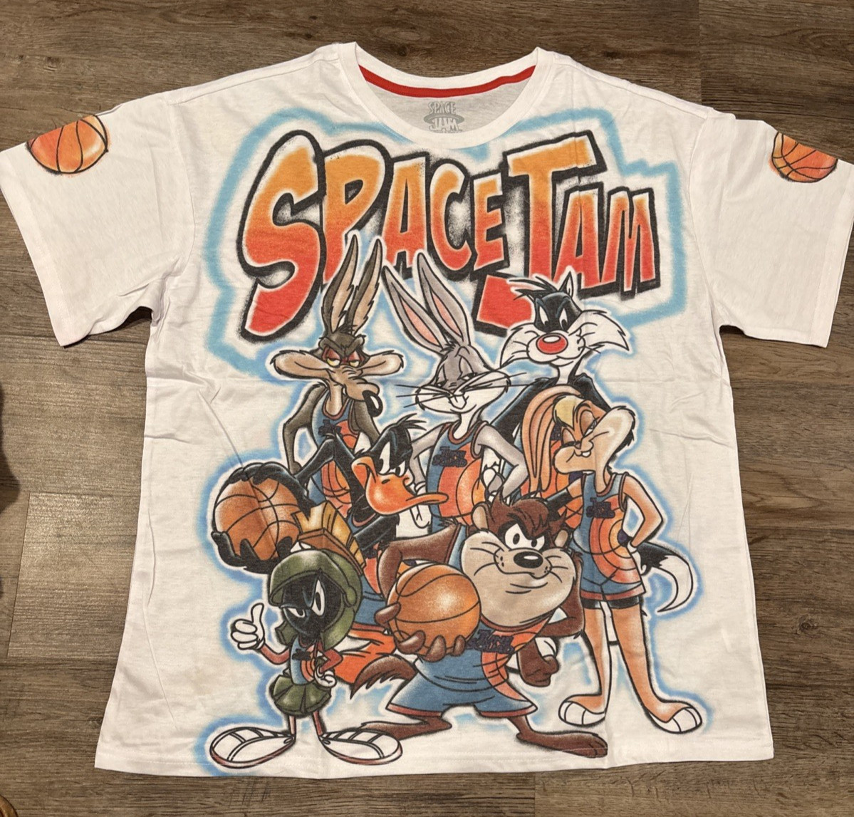 Mens Space Jam Short Sleeve T-Shirt- Looney Tunes Tune Squad Bugs Bunny L