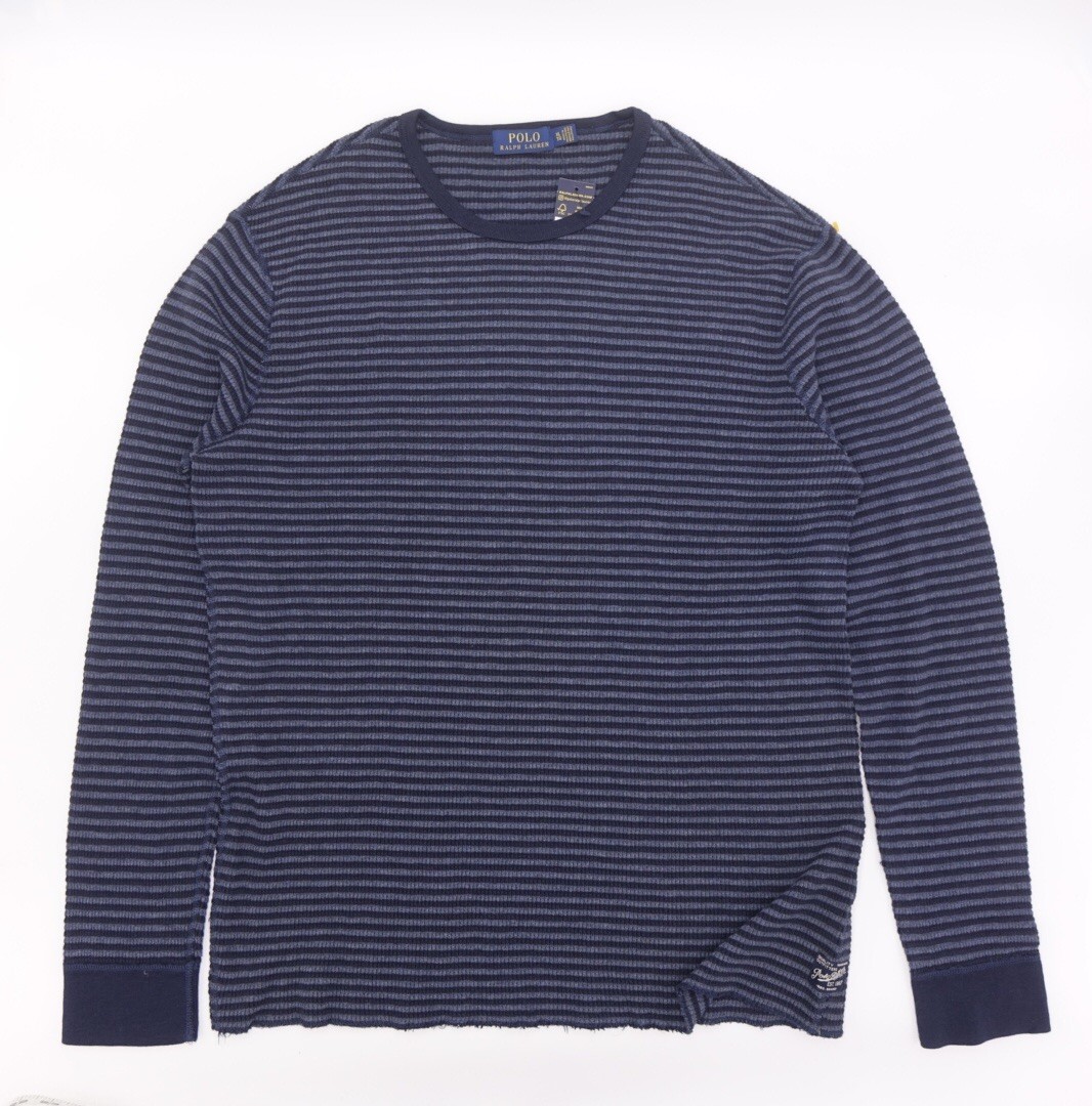 Polo Ralph Lauren Waffle Long Sleeve Henley Triped Cassic Navy Men’s XL gallery