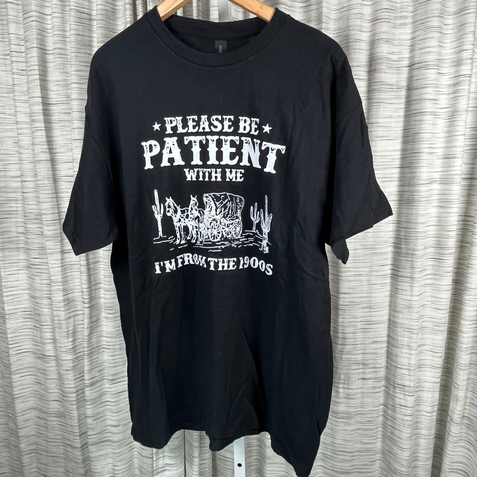 Gildan Black Graphic Tee Please Be Patient With Me Im From The 1900s Western XL