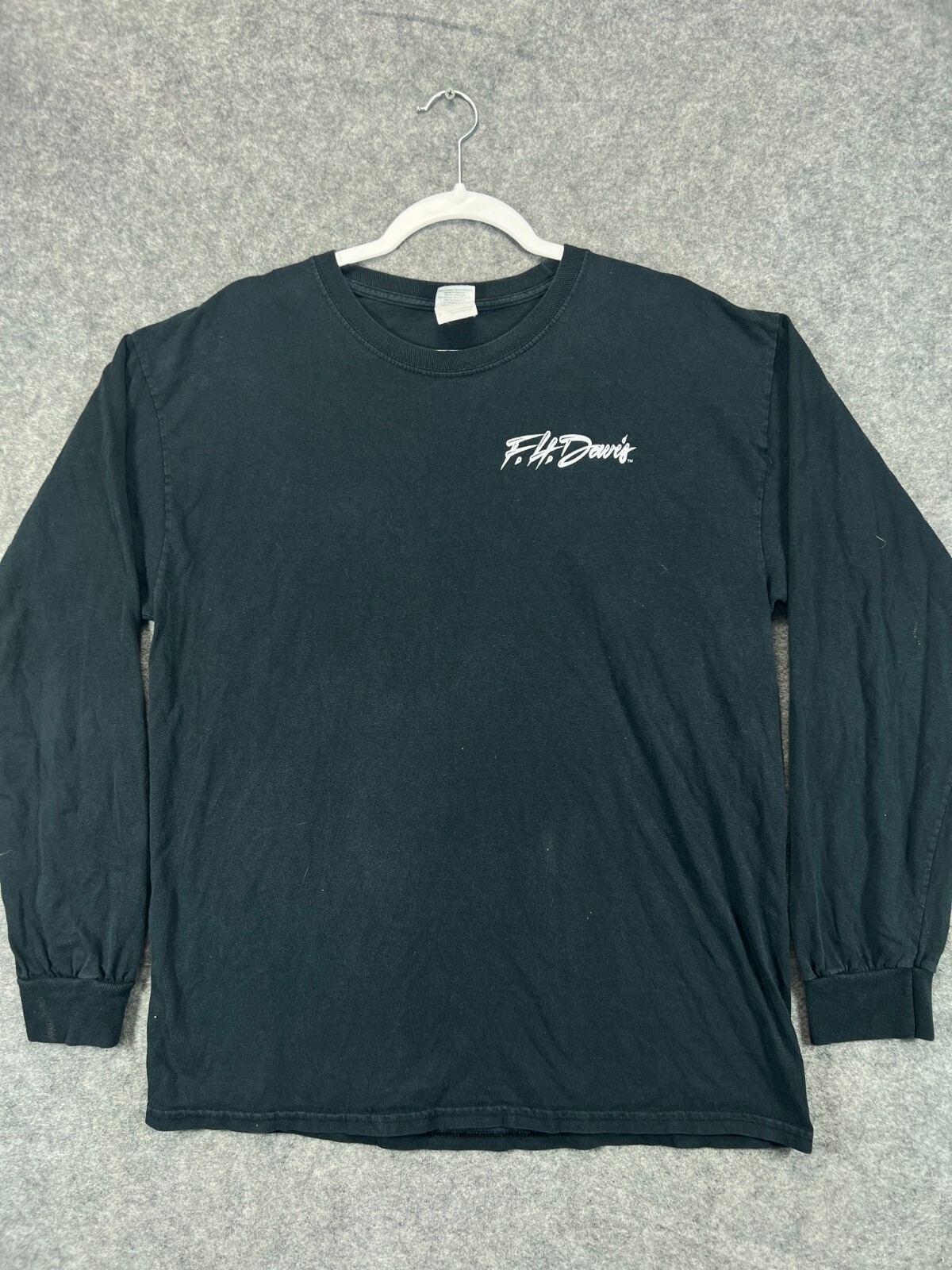 FH Davis No Warning Shots T Shirt Mens Large Black Skull Long Sleeve gallery