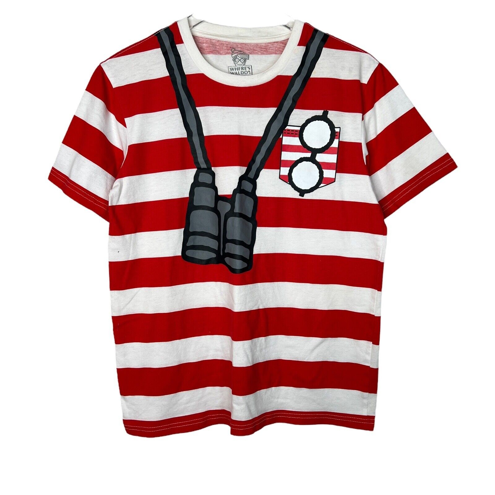 Where's Waldo Cosplay Costume Striped Tee T-Shirt Red White Adult Small gallery