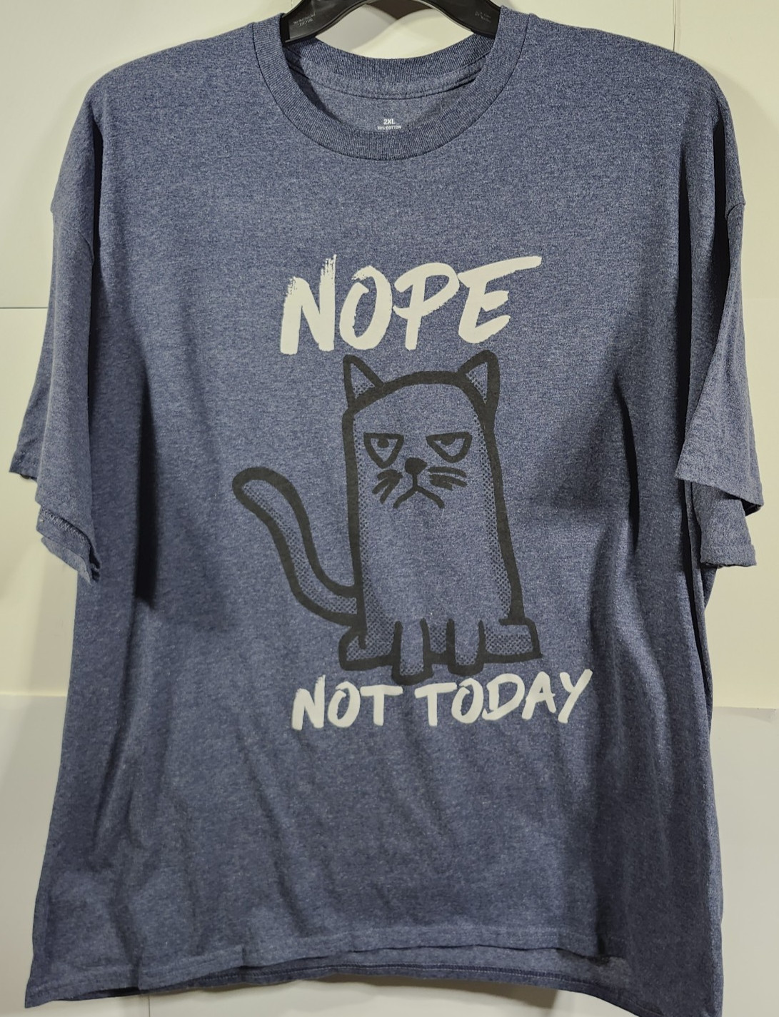 Nope Not Today Kitty Cat Blue Graphic T-Shirt Size 2XL gallery
