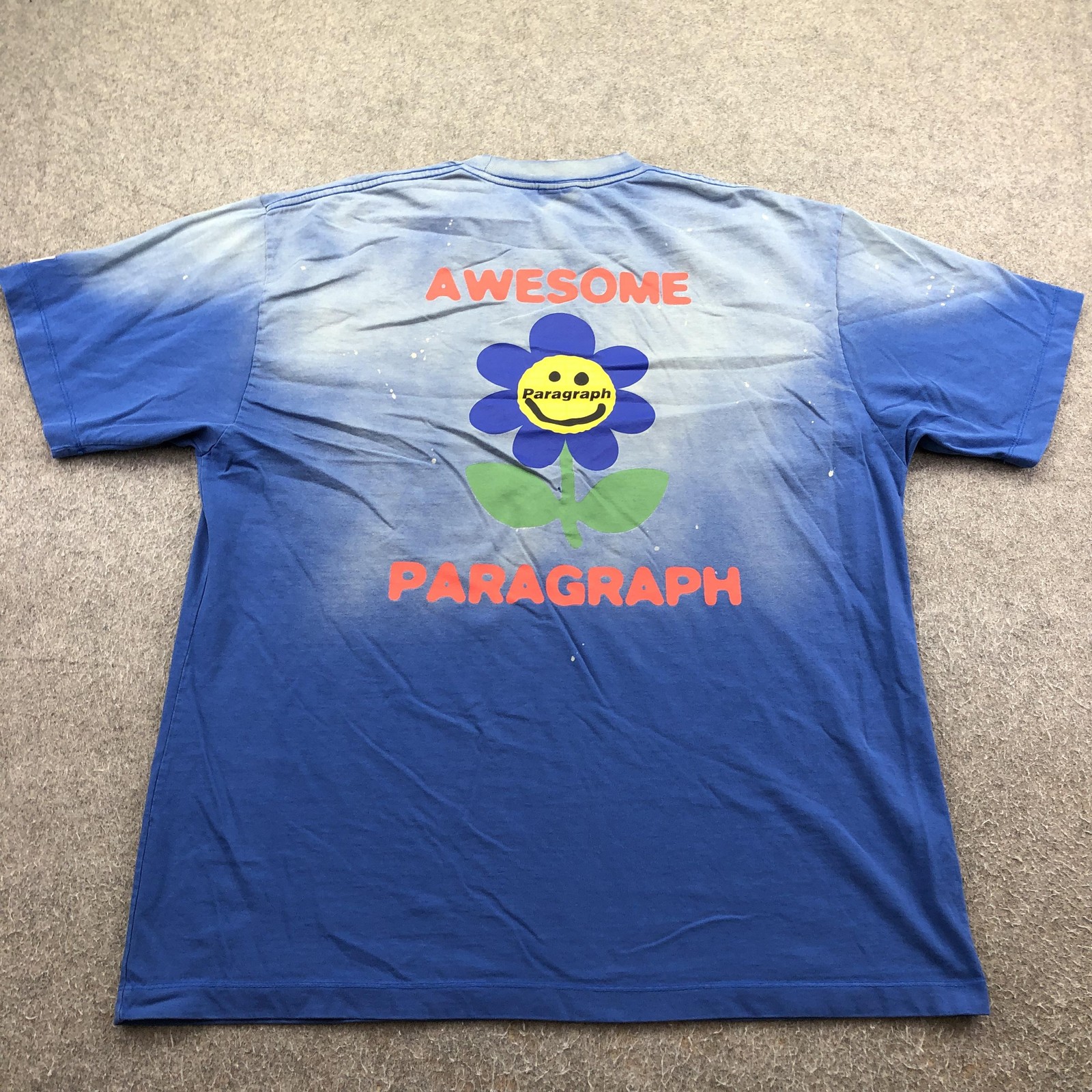 Paragraph Shirt Mens XL Blue Awesome Smiley Flower Double Sided Japan Faded gallery