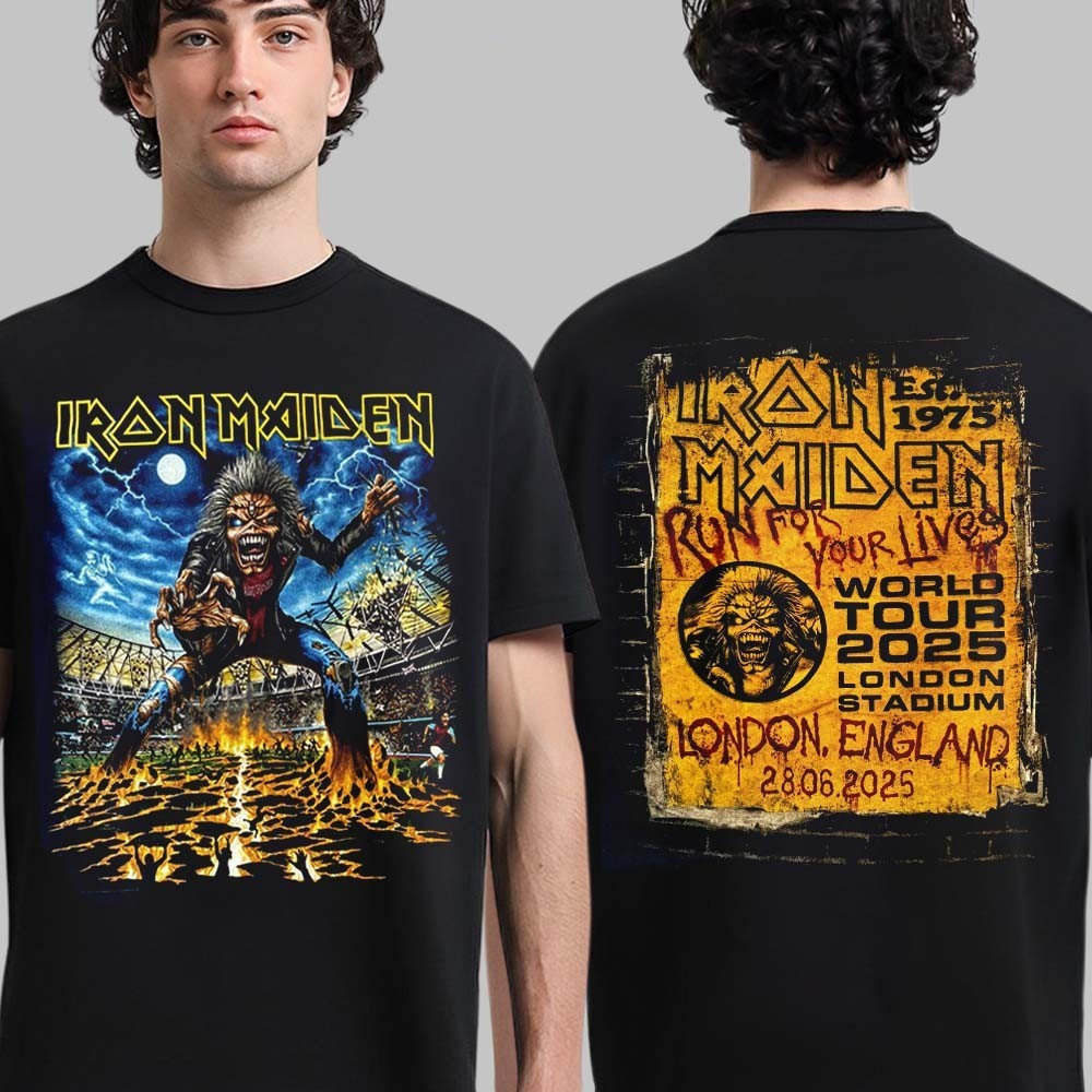 Iron Maiden London England Run For Your Lives World Tour 2025 Exclusive Tee gallery