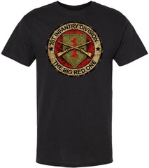 1st Infantry Division Big Red One Printed T-Shirt Army Military 100% Cotton Tee