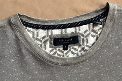 Ted Baker Men’s Pocket Tee Casual Shirt Size 5 (XL) Gray White Short Sleeve