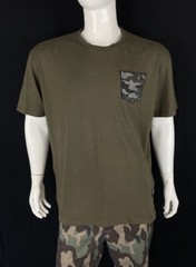 Black N’ Blanc by Projek Raw Olive Green Camo Pocket, Size Zip T Shirt, Mens 2XL