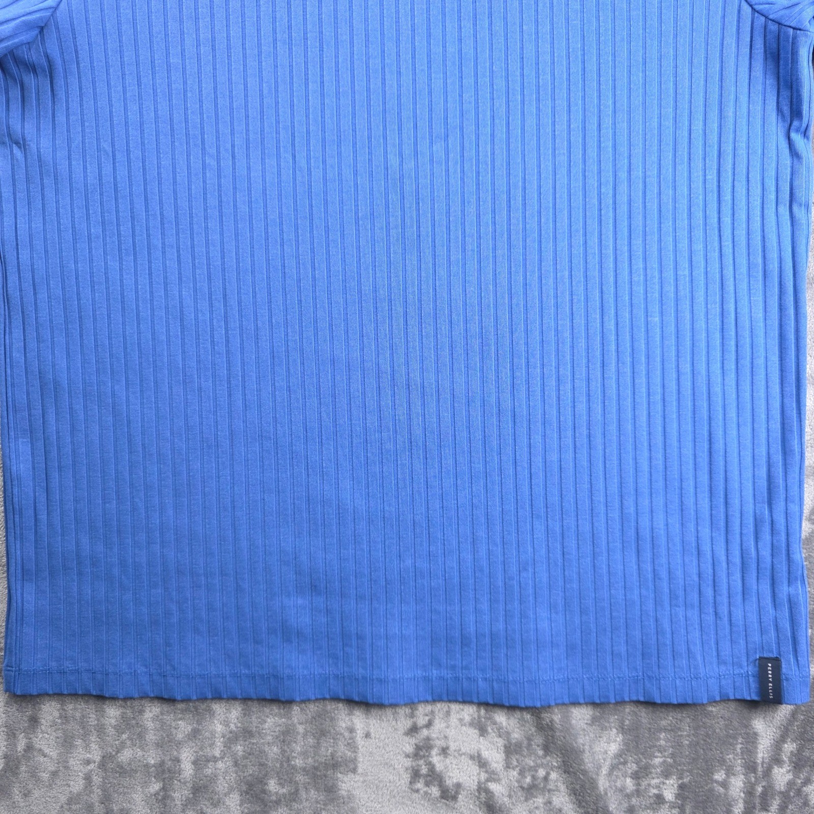 Perry Ellis T-Shirt Mens XL Blue Ribbed Stretch Short Sleeve Crew Neck Top gallery