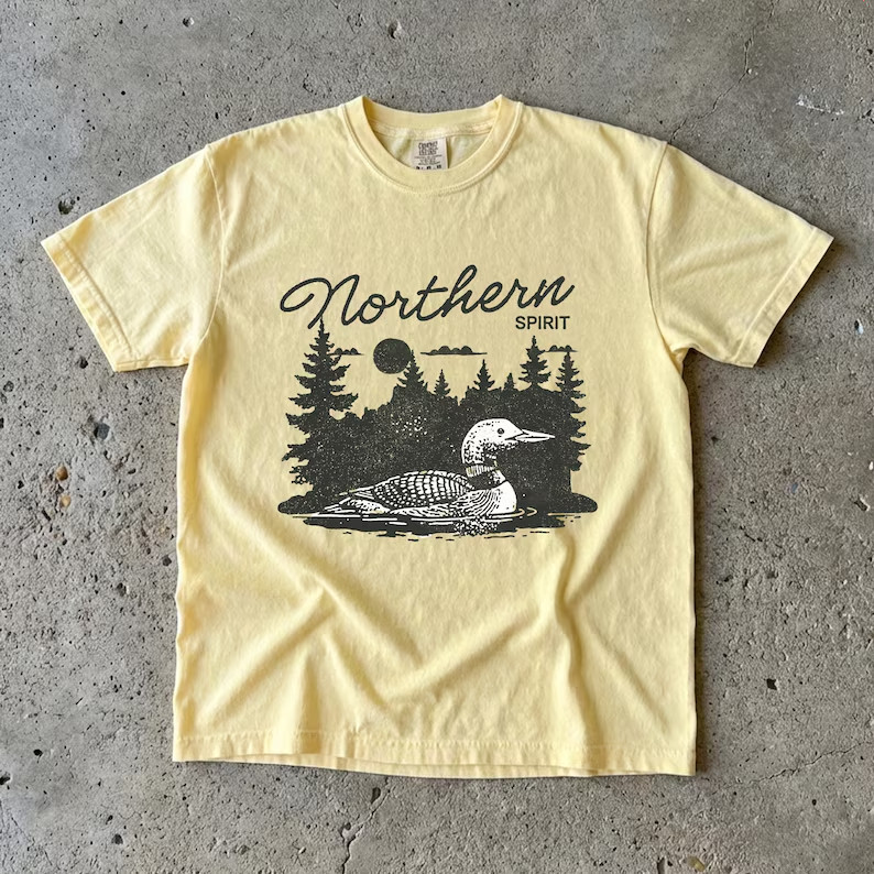 Northern Loon Heavy Cotton Tee Outdoorsy Water Fowl Tees