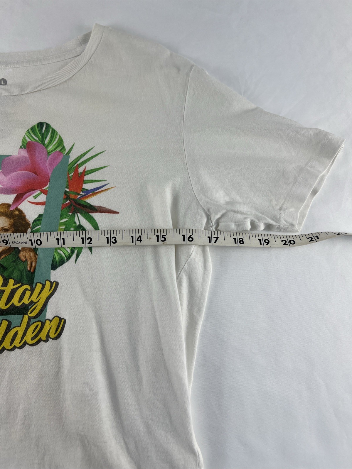 The Golden Girls TV Show Stay Golden Flowers White Shirt Adult Size Large gallery