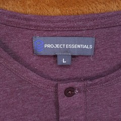 PROJECT ESSENTIALS Shirt Mens Large Burgundy Pullover Long Sleeve Slub Henley