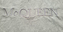 Authentic Alexander McQueen Gray Embroidered Cotton Jersey T-Shirt Size Medium