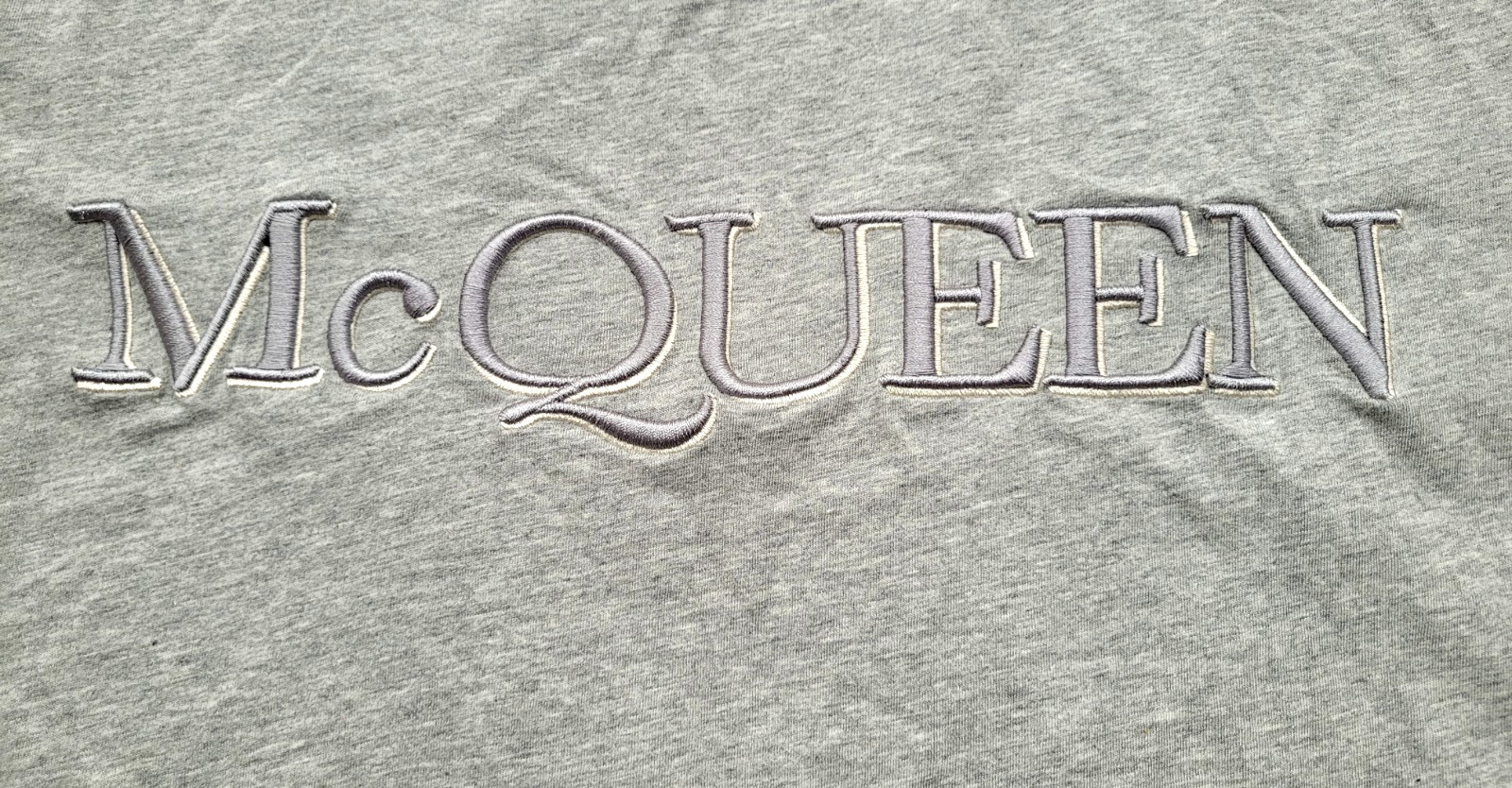 Authentic Alexander McQueen Gray Embroidered Cotton Jersey T-Shirt Size Medium gallery