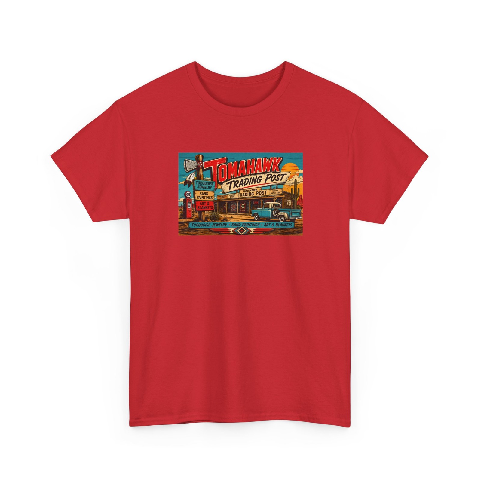 Tomahawk Trading Post Tee | Retro Roadside America Travel Decal T-Shirt gallery