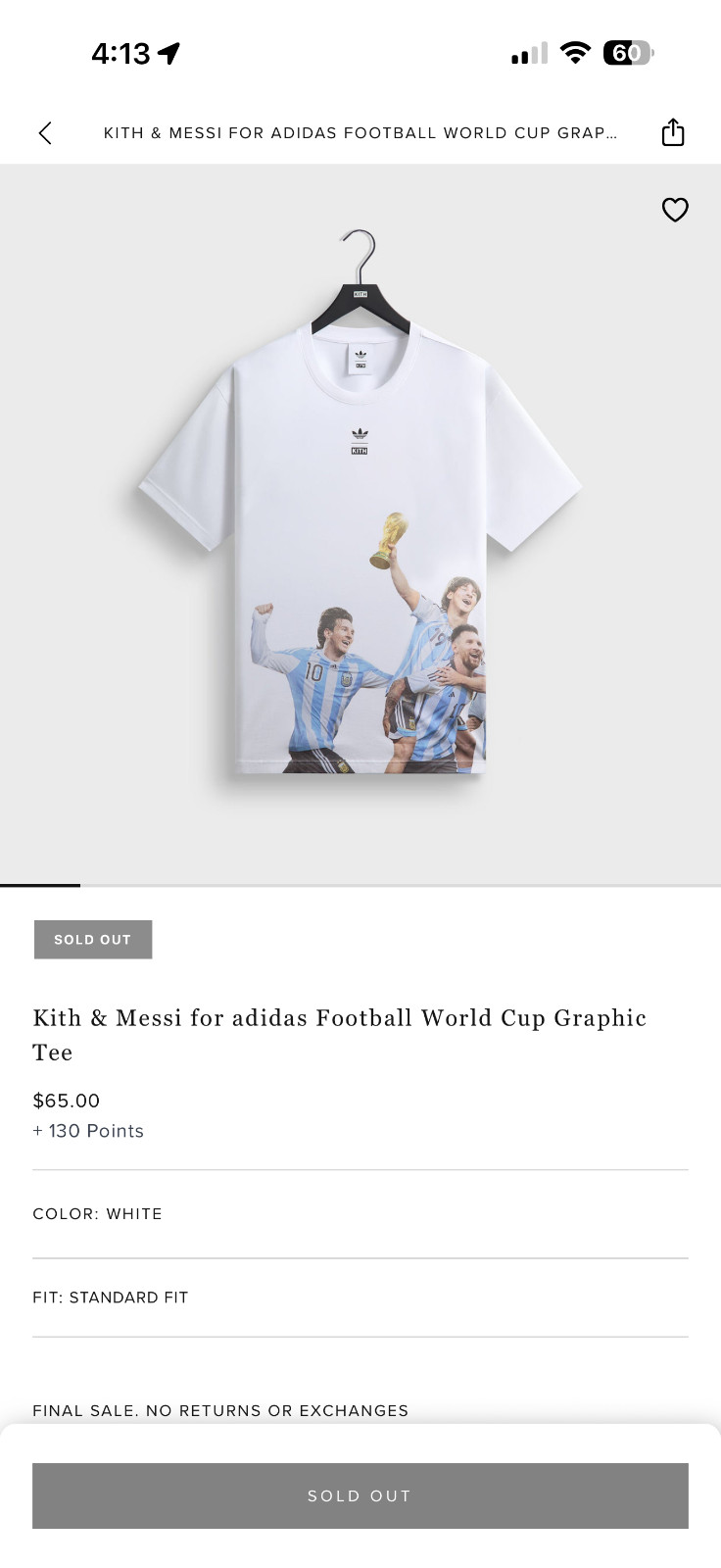 Kith & Messi for adidas Football World Cup Graphic Tee Size XL – IN HAND