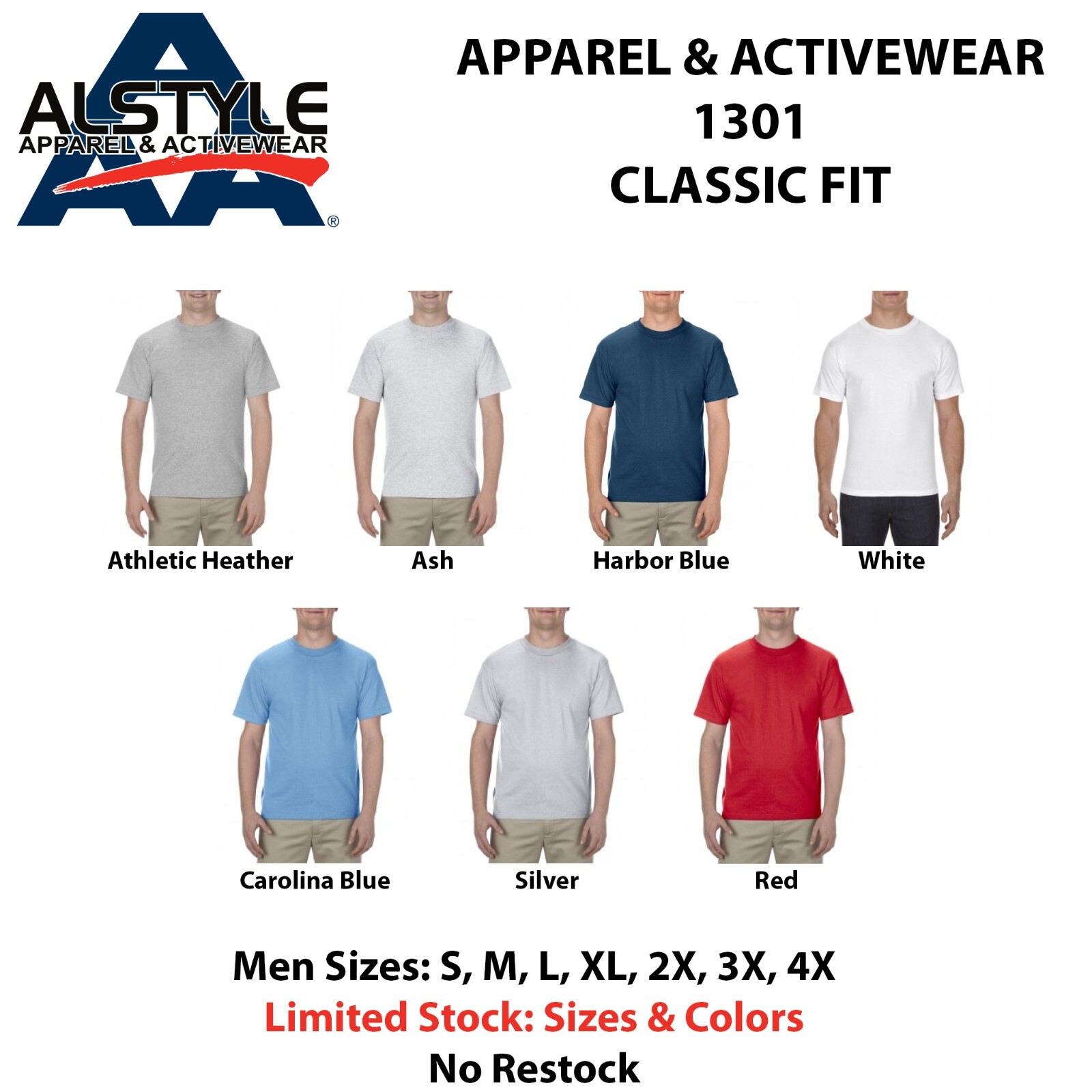 Alstyle Apparel AAA T Shirt 1301 Men's Plain Blank Short Sleeve T Shirts S-4XL gallery