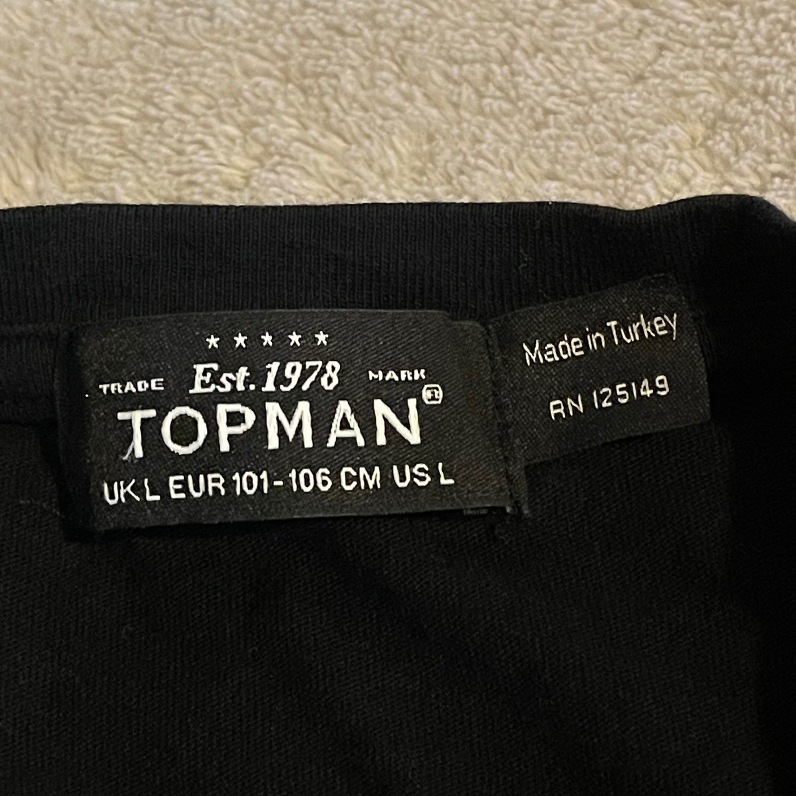 Vintage Topman Mens Large Black Mesh Tri State Graphic T-Shirt Short Sleeve Tee gallery