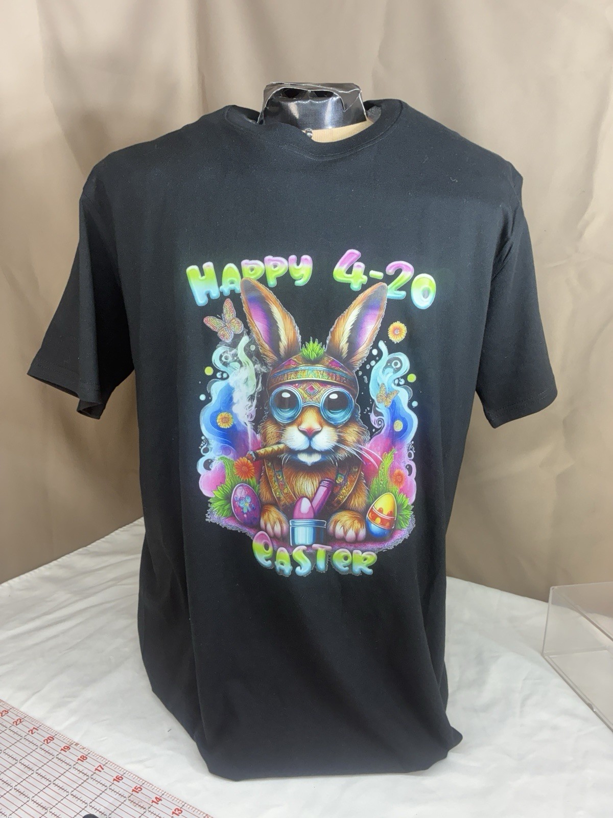 Happy 4-20 2025 Easter Bunny Smoking Weed Novelty Graphic T-Shirt gallery