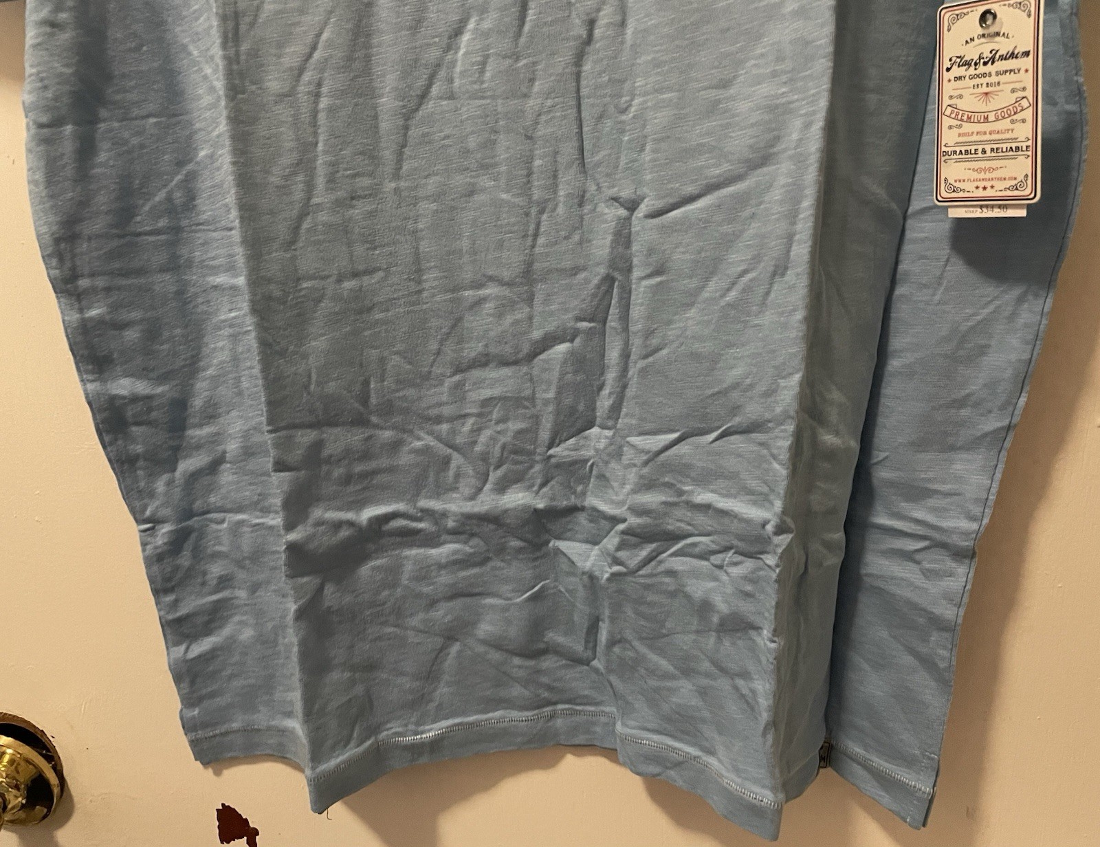 Flag & Anthem Men's Light Blue 100% Cotton Henley Short Sleeve Shirt Size Medium gallery
