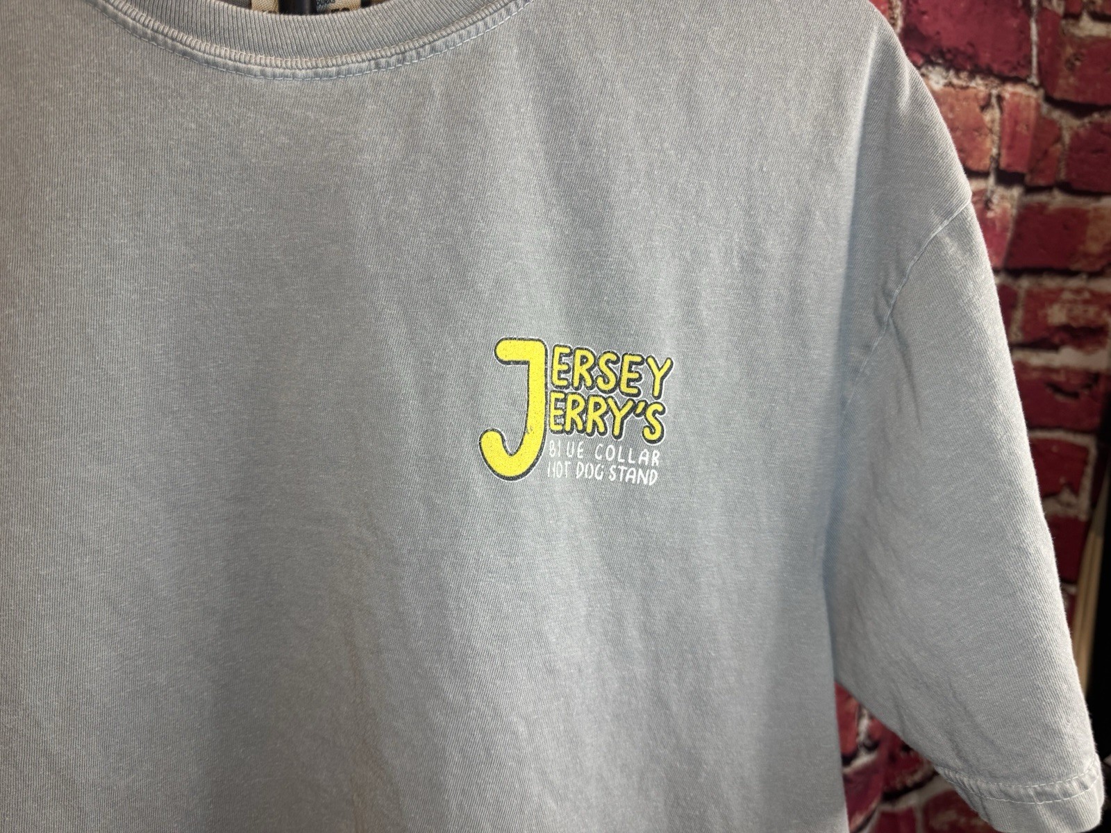 Jersey Jerry's Blue Collar Hot Dog Stand Bar Stool Sports T Shirt Size XL gallery