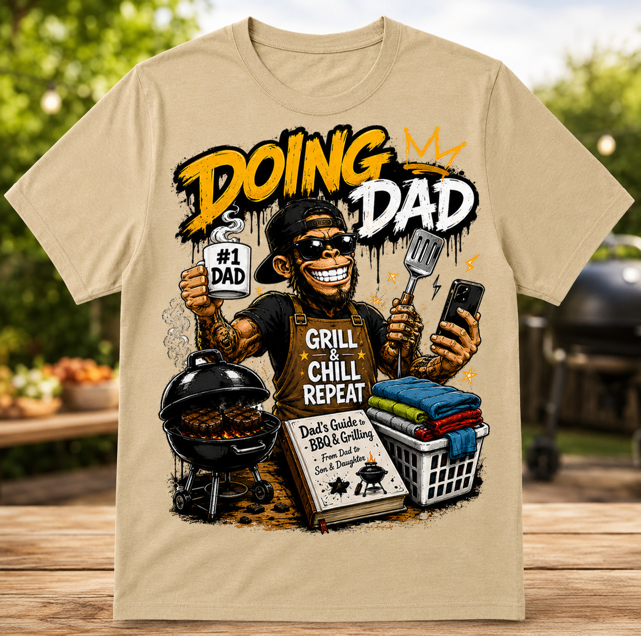 Fathers Day Men’s Big Tall Tee Shirt Funny Hip Hop BEAST on the BBQ Grill