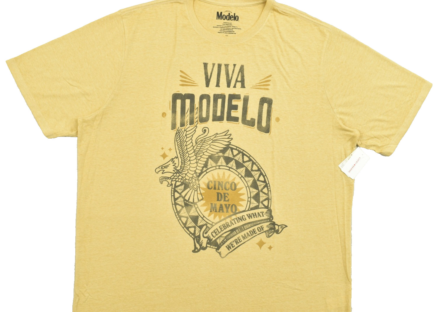 Lucky Brand Men's Modelo Luchador Yellow Short Sleeve Crew Neck Size 3XLT NEW gallery