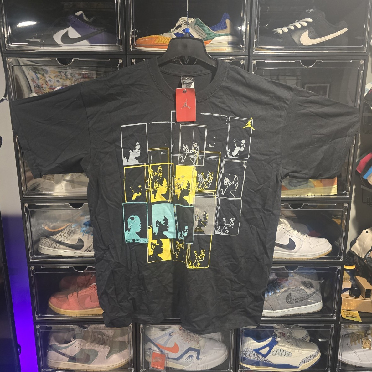 Vtg 2005 Nike Air Jordan Pop Art Graphic T Shirt NWT Black XXL Wrap Around Y2K