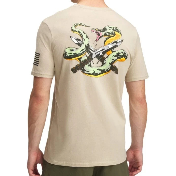 Under Armour UA Men’s Freedom Snake Knife Cotton Desert Sand T-Shirt NWT Size XL