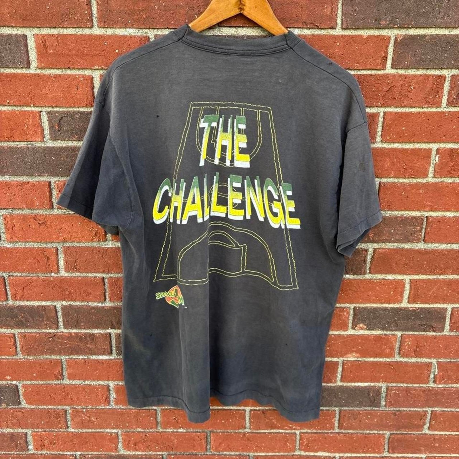 Vintage 90s grail space jam swackhammer looney tunes aop shirt faded mens xl gallery